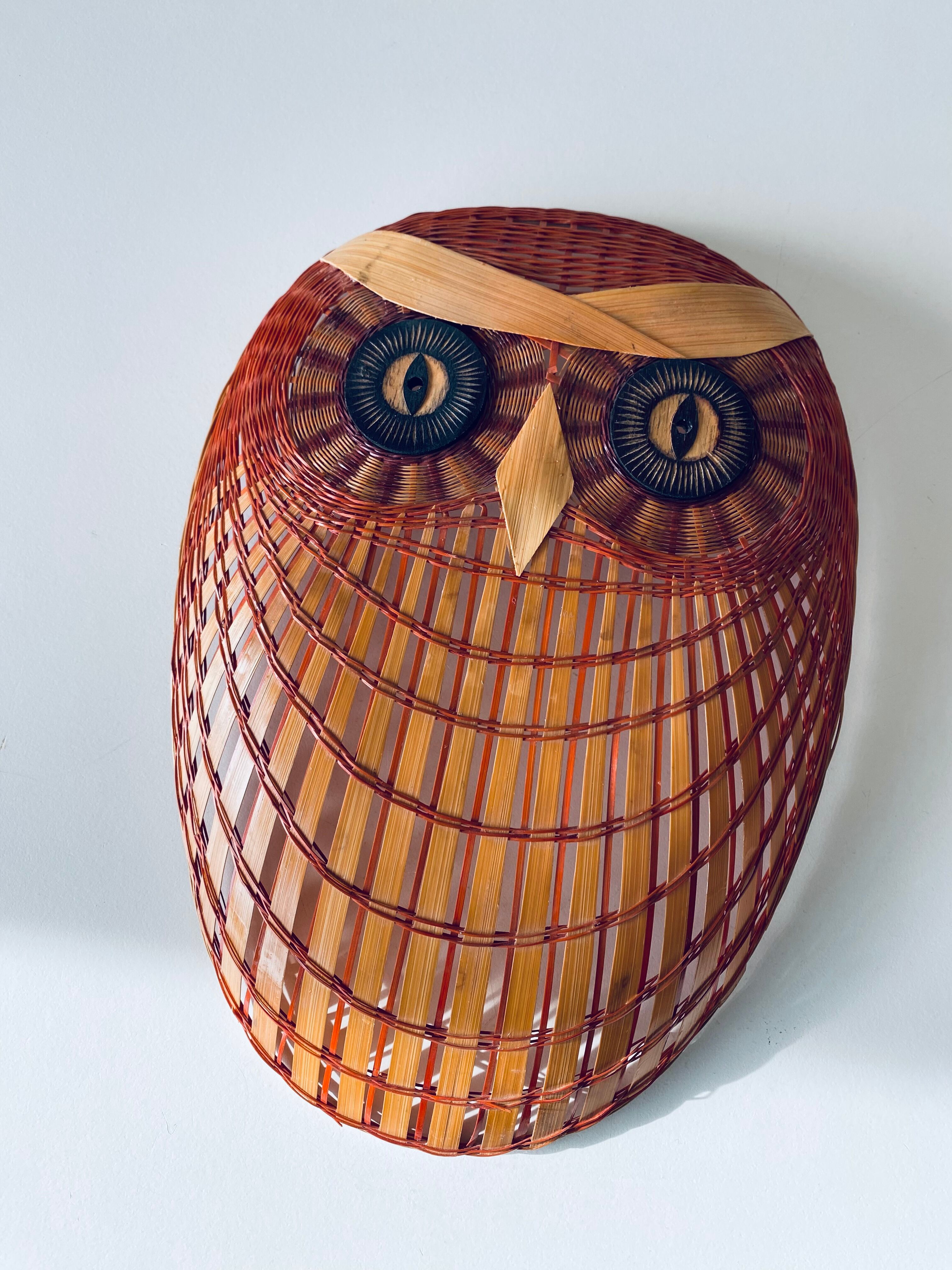 Vintage owl wicker mask or wall totem