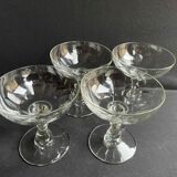 4 coupes à champagne ½ cristal taillé - portieux service alsacien