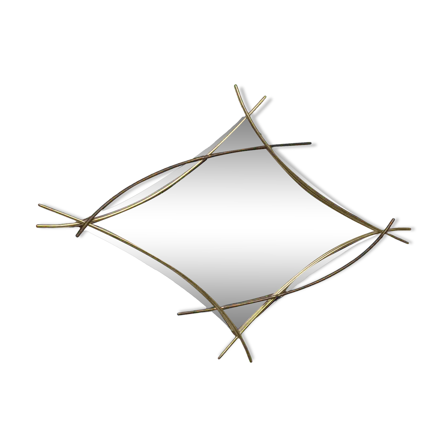 Sculptural mirror with two-tone gilded arches, France, 1970s, 95 x 133 cm