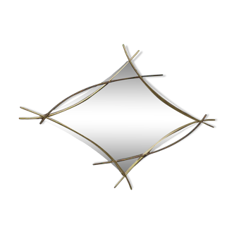 Sculptural mirror with two-tone gilded arches, France, 1970s, 95 x 133 cm