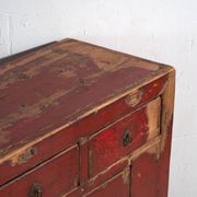 Antique pine sideboard with original red paint – China, circa 1920