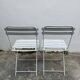 Pair of 80s folding garden chairs in white metal
