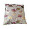 Pink and gold ginko cushion