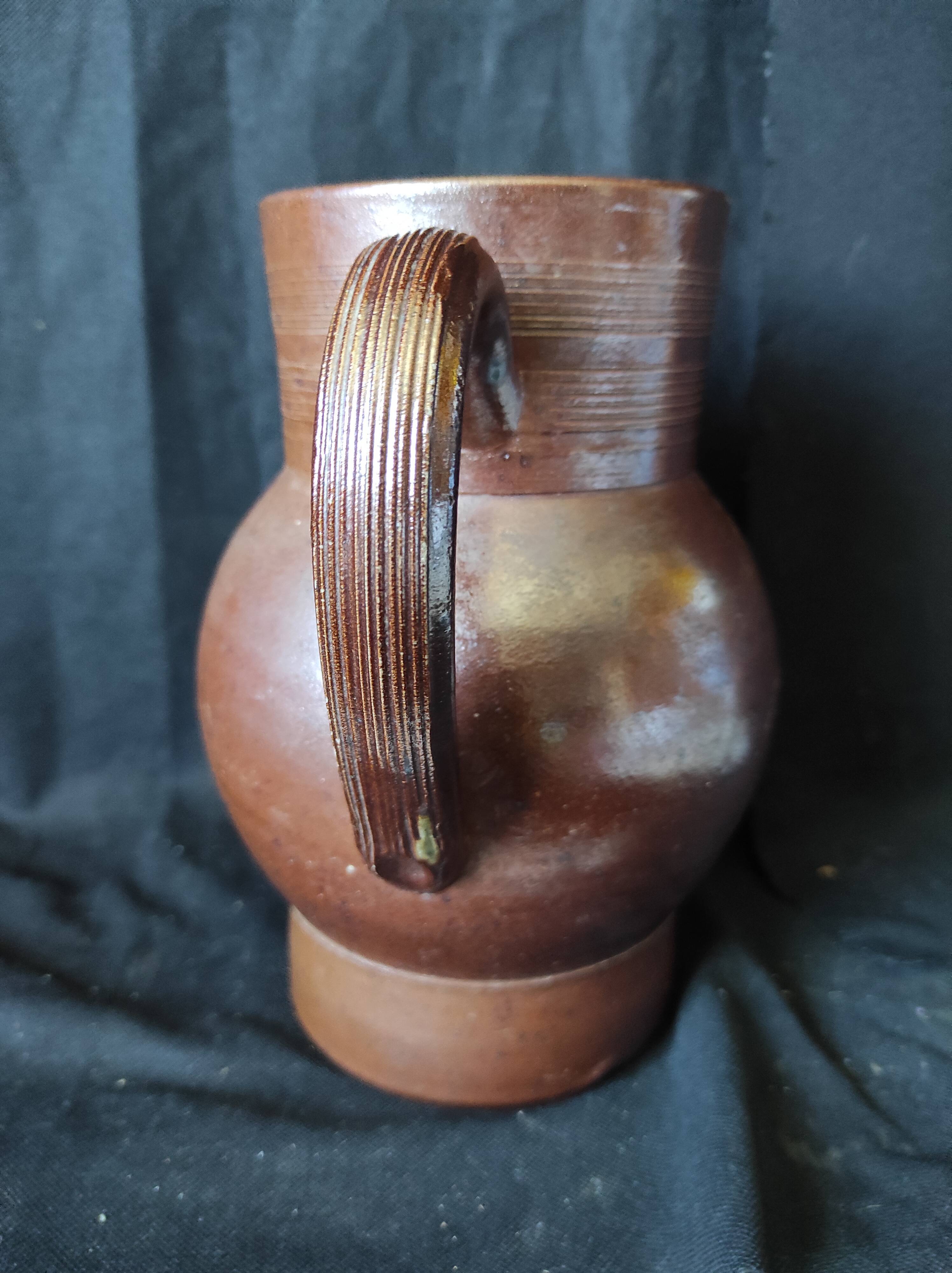 Large pitcher gres varnished berry handmade