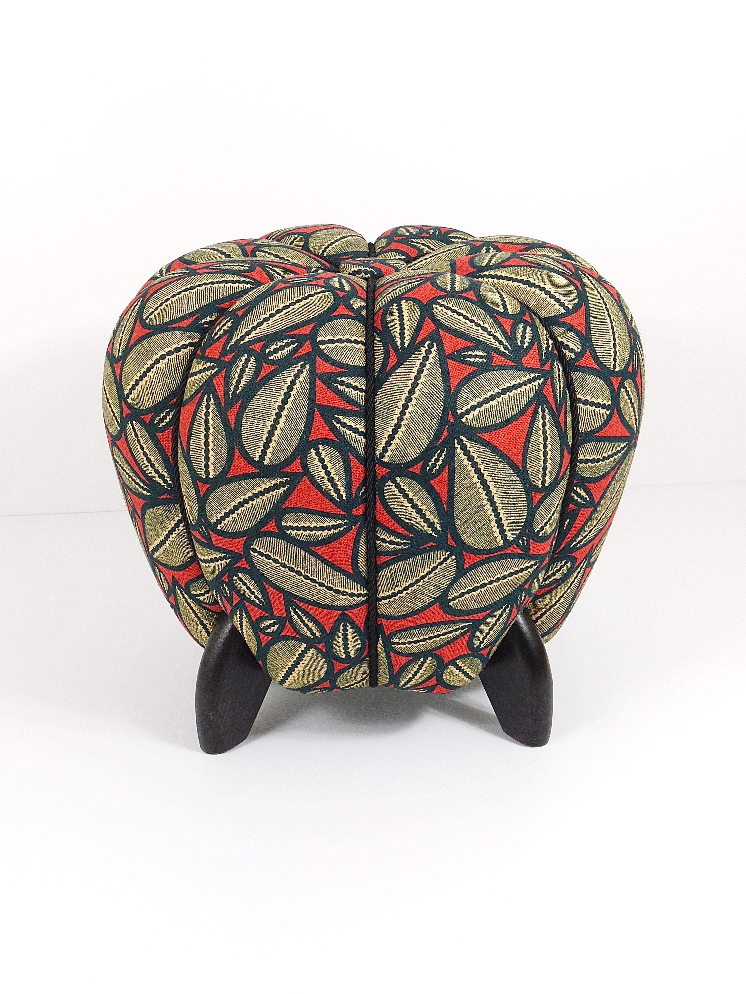 up to 3 Art Deco stools by Jindrich Halabala, leaf pattern, pouf, ottoman, 1930s