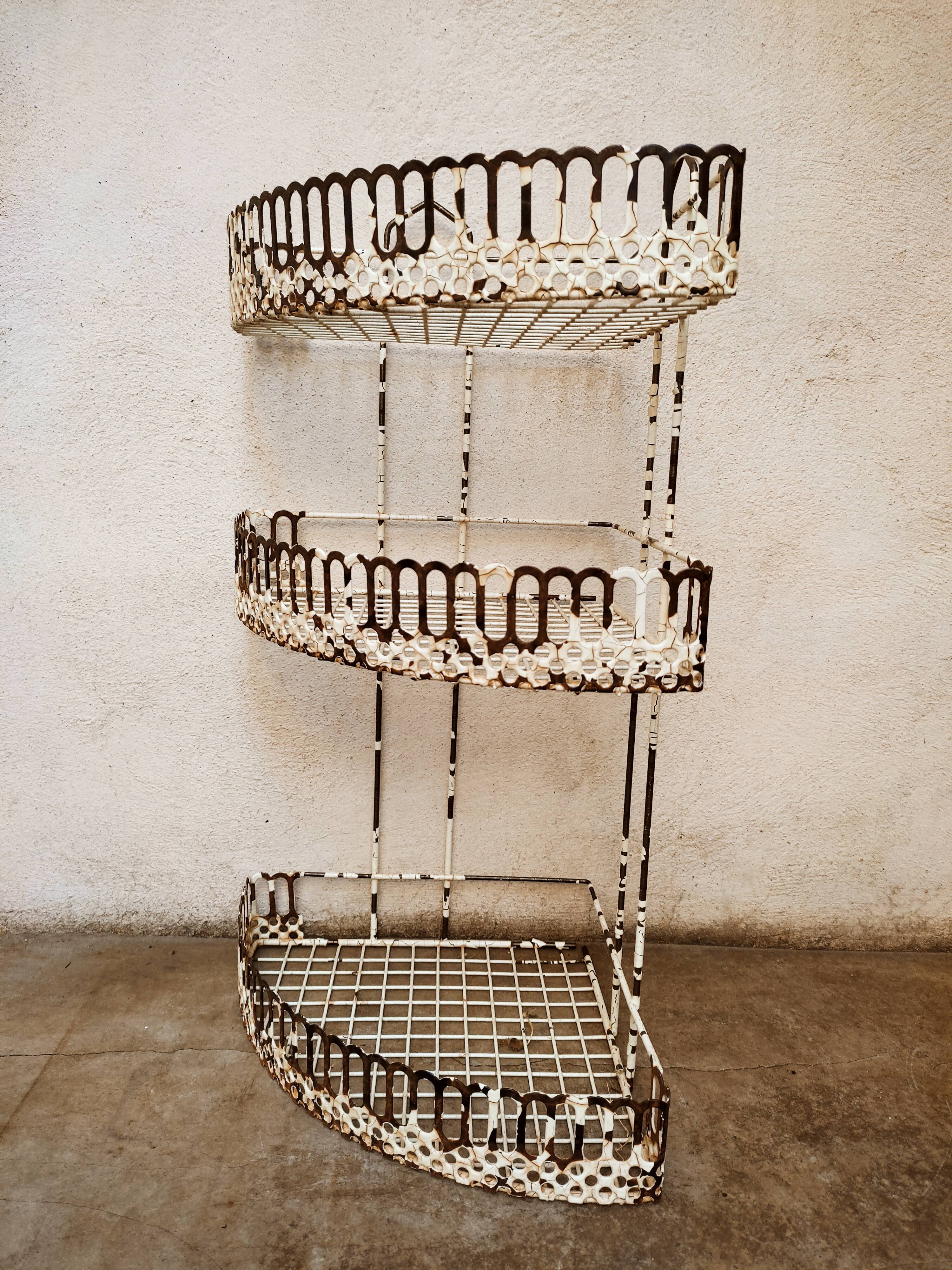 Perforated metal corner shelves