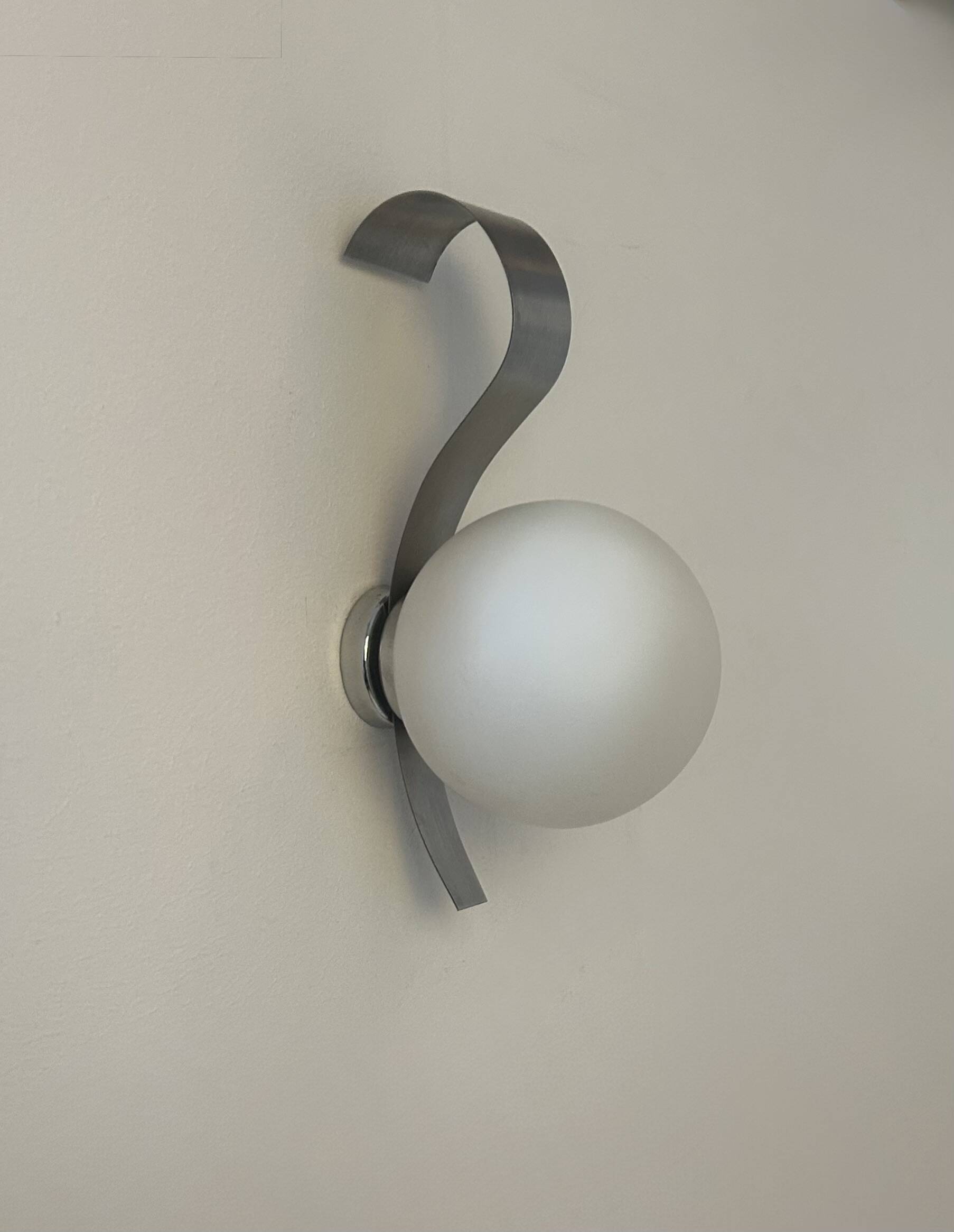 Vintage wall light, opaline glass and brushed metal, France, 1960
