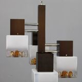 1970s Italian chandelier with Murano glass shades and anodized metal frame