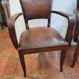 Pair of antique leather bridge armchairs