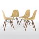 Light Ochre Set (4) Herman Miller Vintage Eames DSW Side Shell Chairs