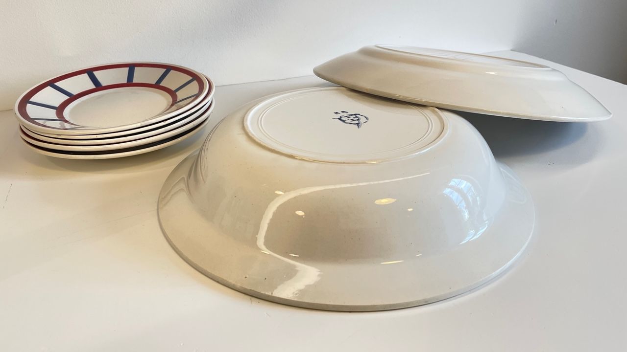 Set of 7 ceramic dishes hbcm béarn france