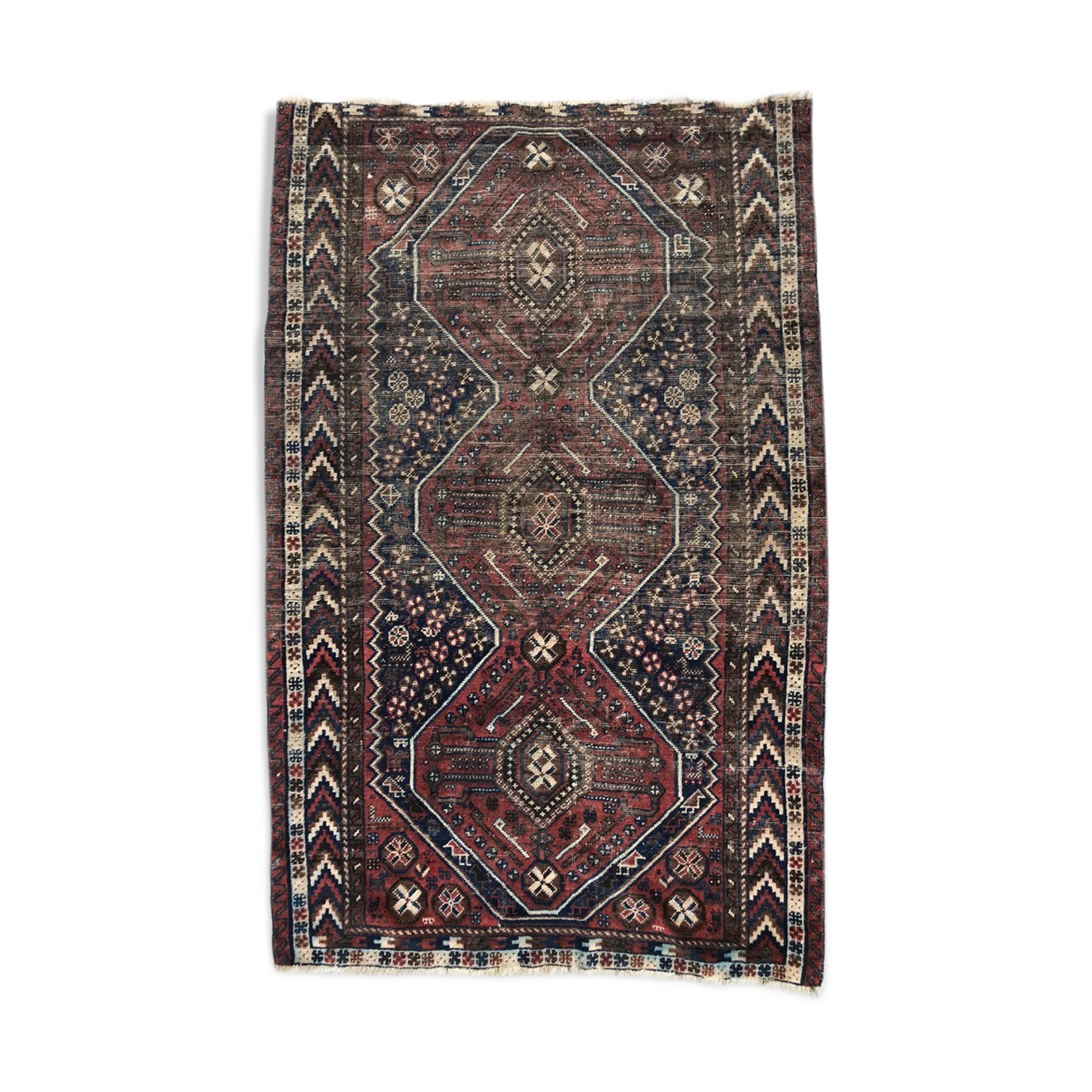 Carpet old persian hand made ghashghai wool 97 x 152 cm