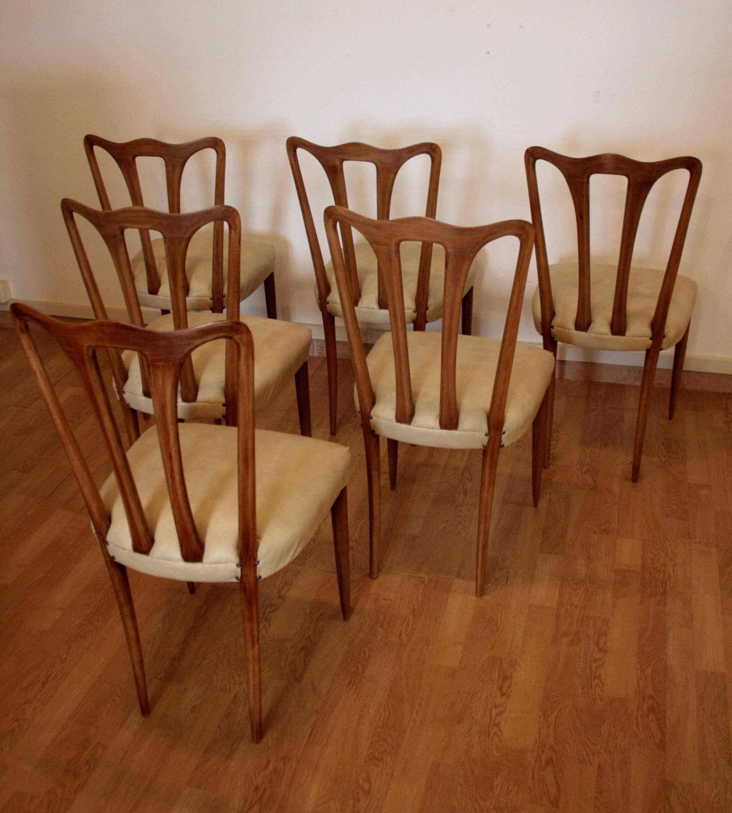 Set of 6 mid-century modern chairs, Italy, 1960s