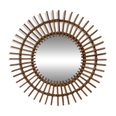 XL sun mirror in rattan, France circa 1960