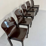 Set of 5 Selene plastic chairs designed by Vico Magistretti Artemide