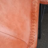 Set of 6 leather chairs with black metal frame