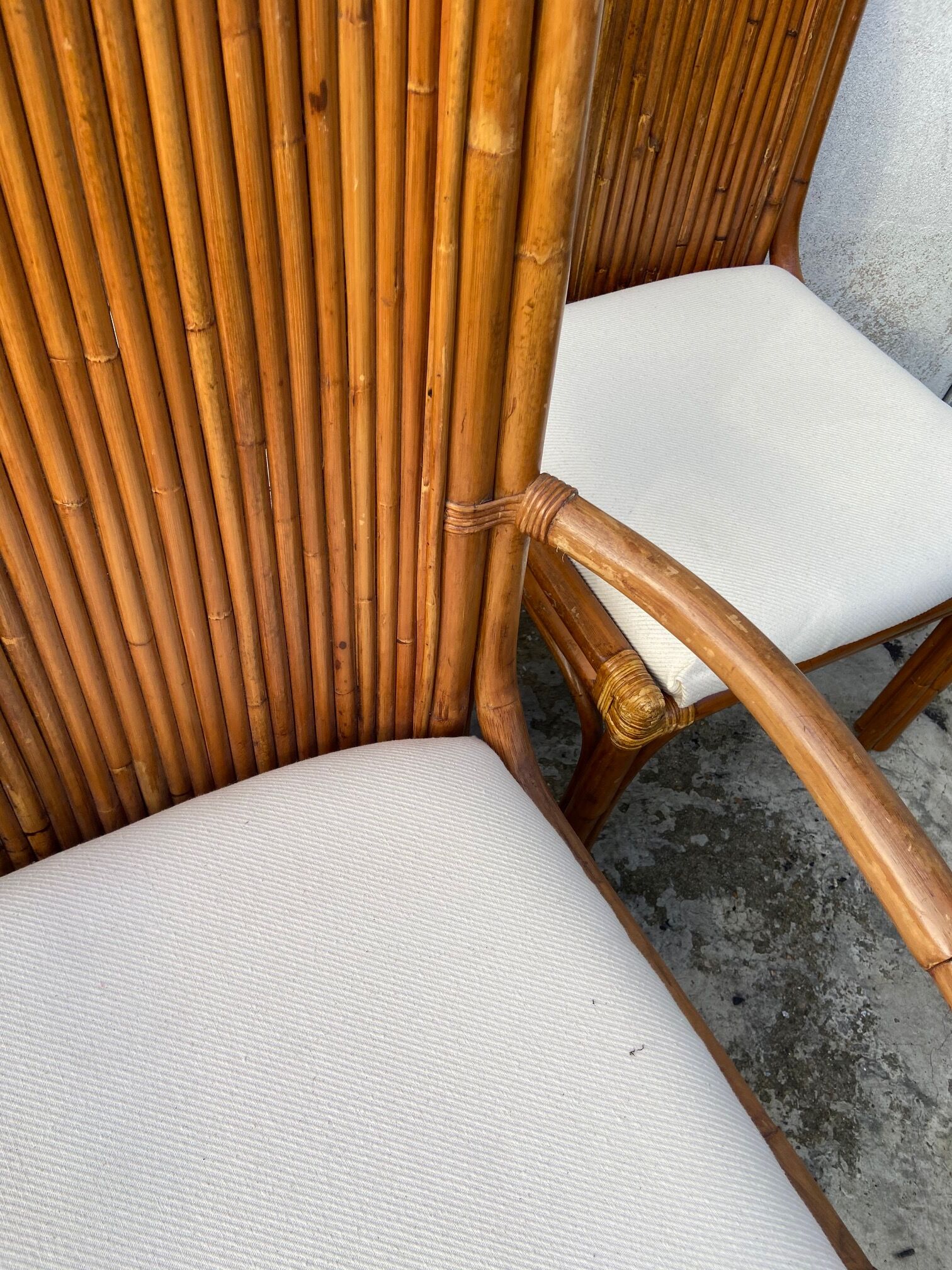 Suite of four chairs and two bamboo chairs