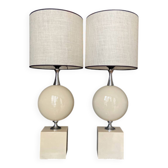 Pair of large "Boule" lamps in lacquered metal - 1970.
