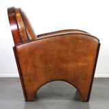 Great sheep leather Artdeco design armchair with a unique design