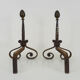 Pair of cast iron, wrought iron and brass chimney chenets. france 19th century