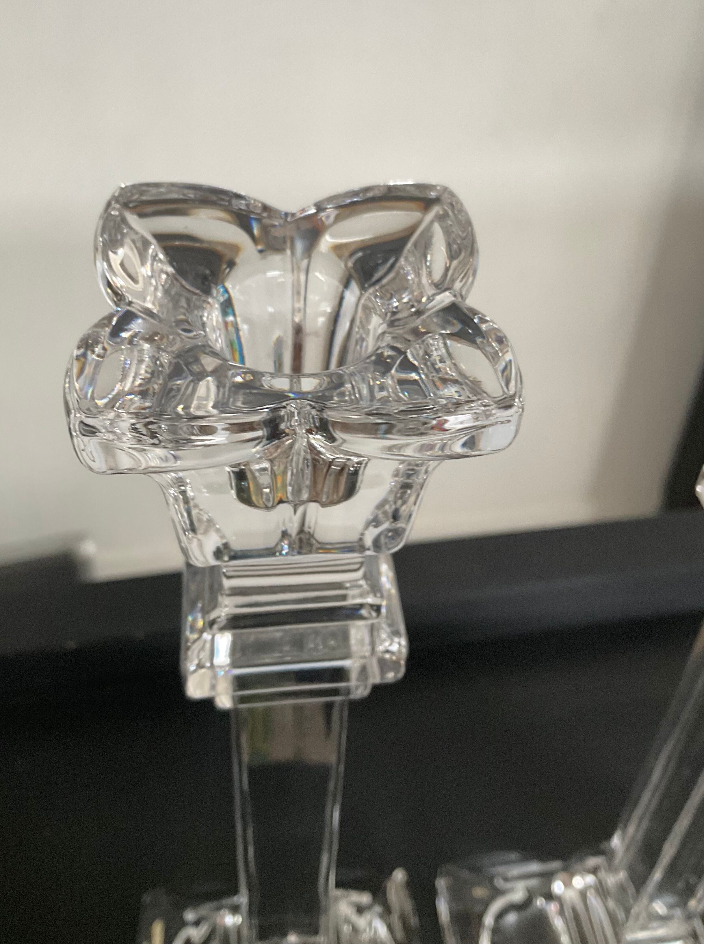 Pair of vintage crystal torch candlesticks from the 70s