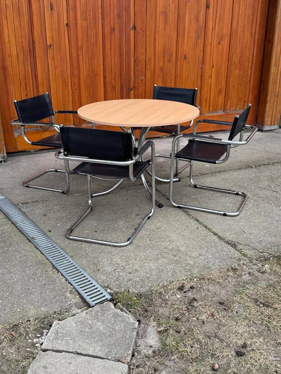 Italian round Effezeta dining table with chairs, 1990s, set of 5
