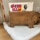 vintage rattan elephant magazine/vinyl holder