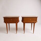 Pair of vintage 1950/60 mahogany bedside tables – tapered brass legs
