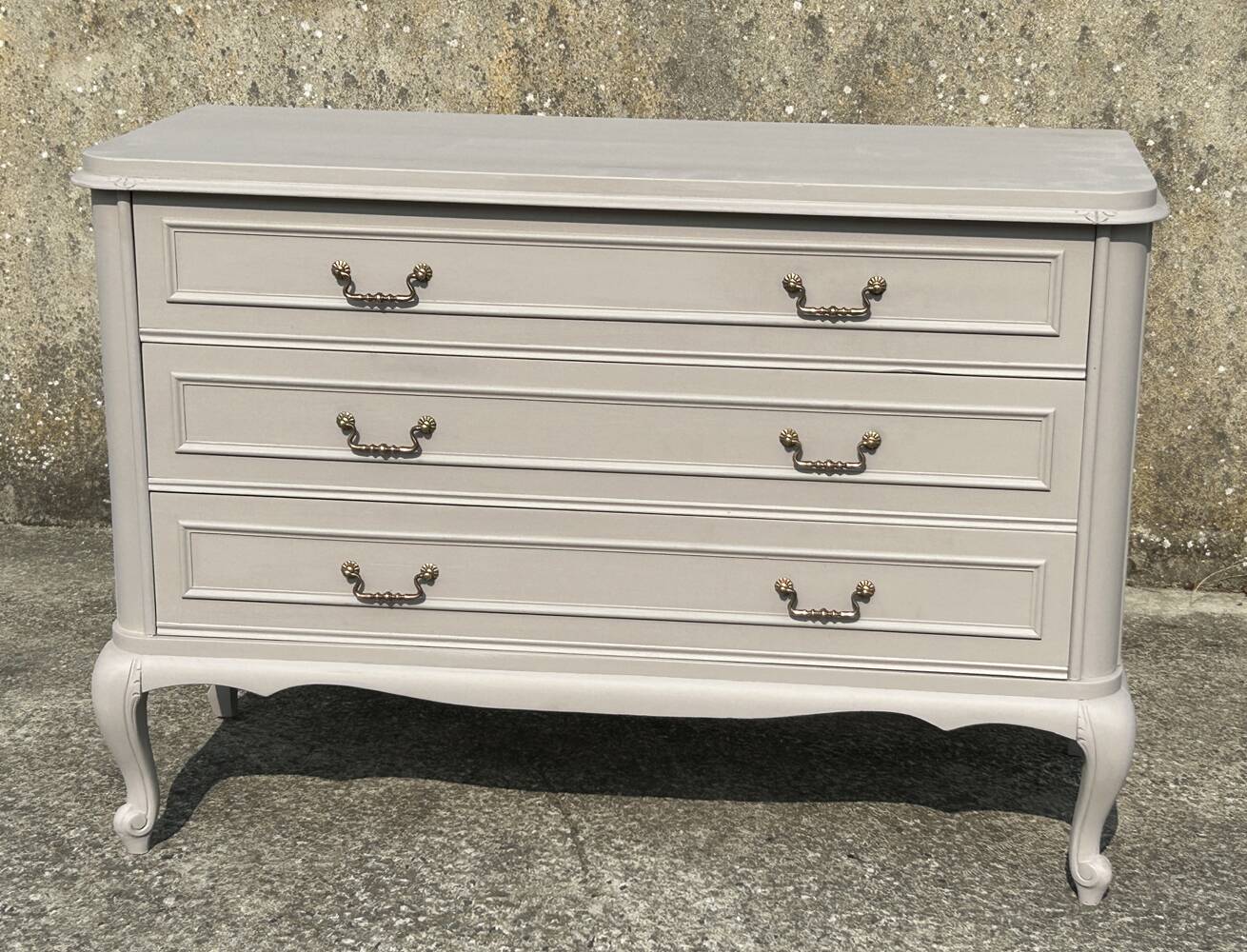 Louis XV style chest of drawers with 3 cherry wood drawers, 1960s