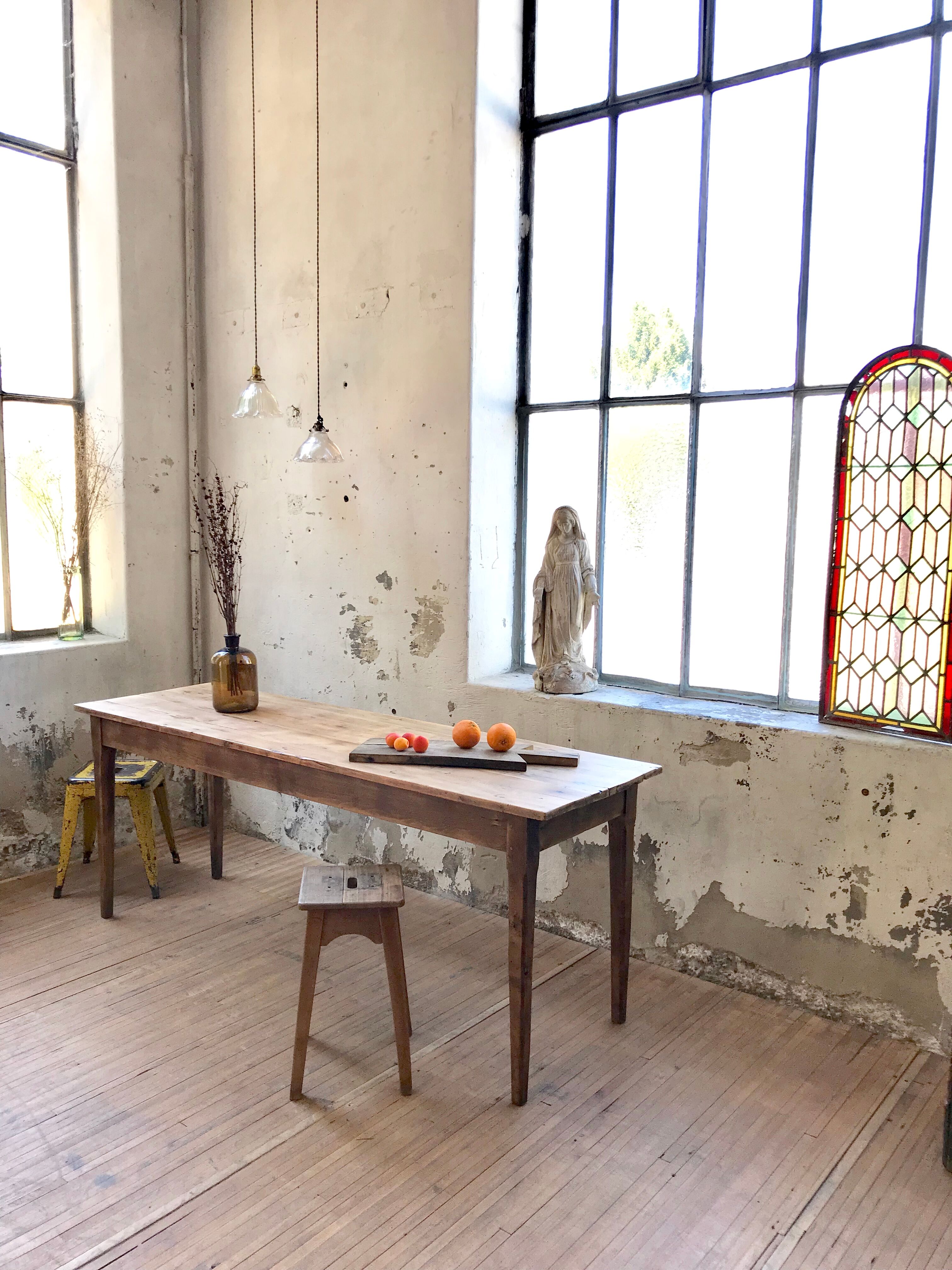 Table de ferme vintage en hêtre
