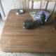 Oak coffee table on wheels