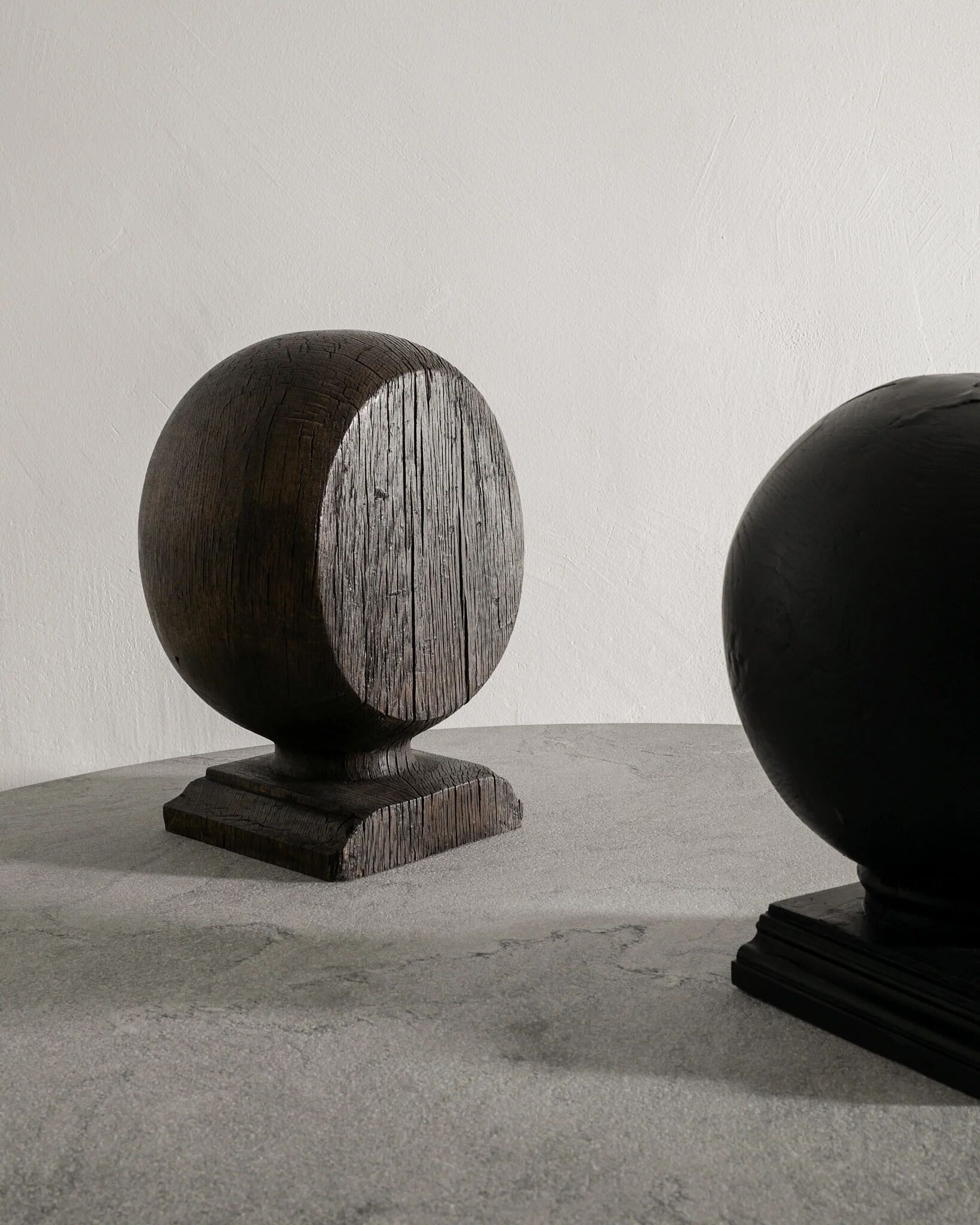 Vintage British Antique Wooden Sculptures in Black Brown, 1900s