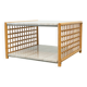 Table basse en travertin et en rotin