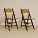 Pair of vintage folding chairs year 50 sculpted backrest.