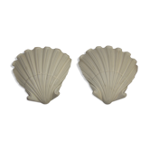 Paire d'appliques d'angle en stuc coquille saint -jacques vintage annees 1960 -1970 parfait etat