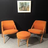 Pair of armchairs with stool