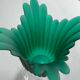 Vintage glass flower candle holder – green and transparent – large lantern