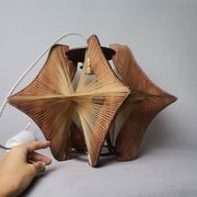 Large futuristic  wooden hanging lamp 1960s