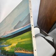 oil painting on canvas geometric landscape, Nordic