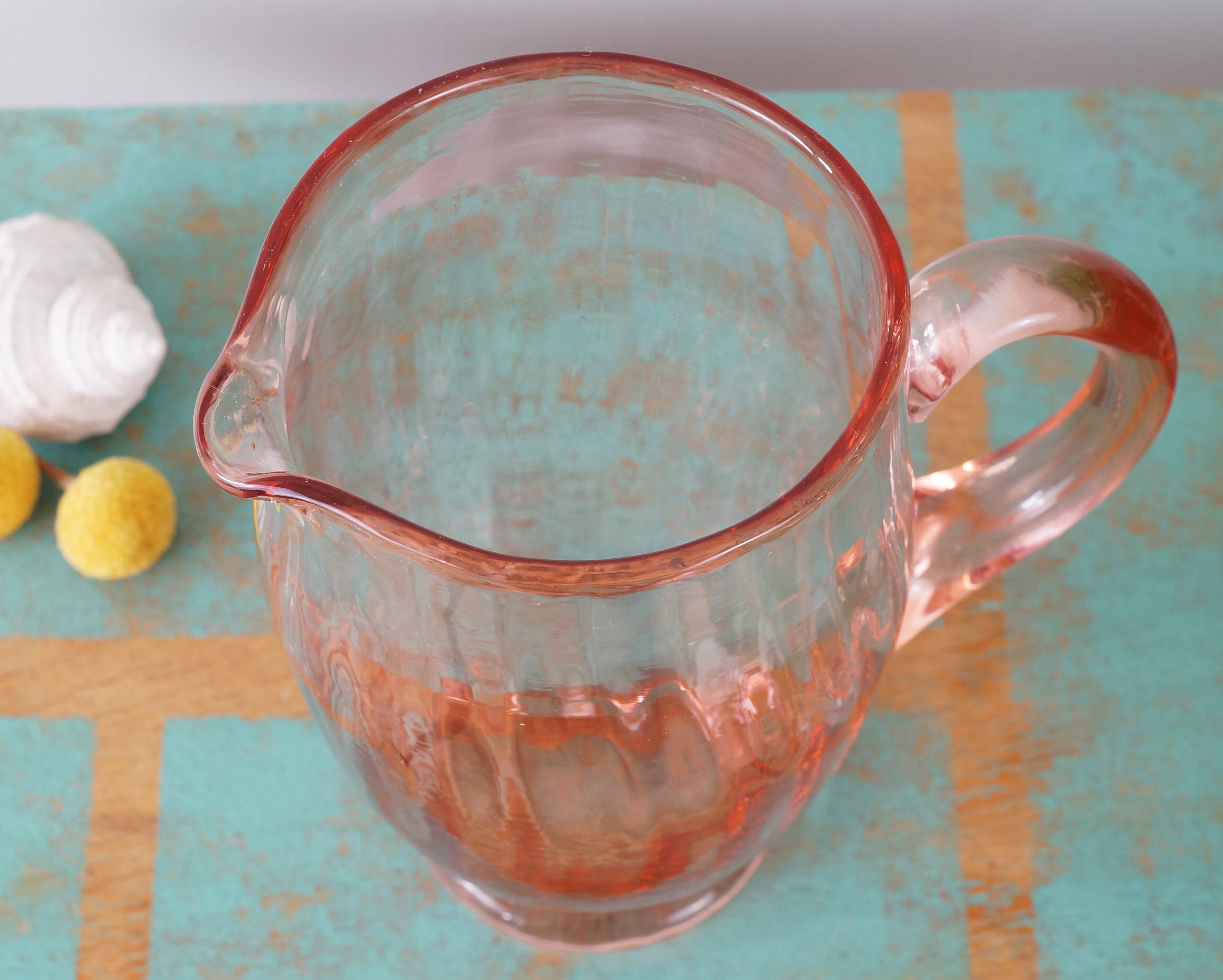 Pink blown glass decanter 50s