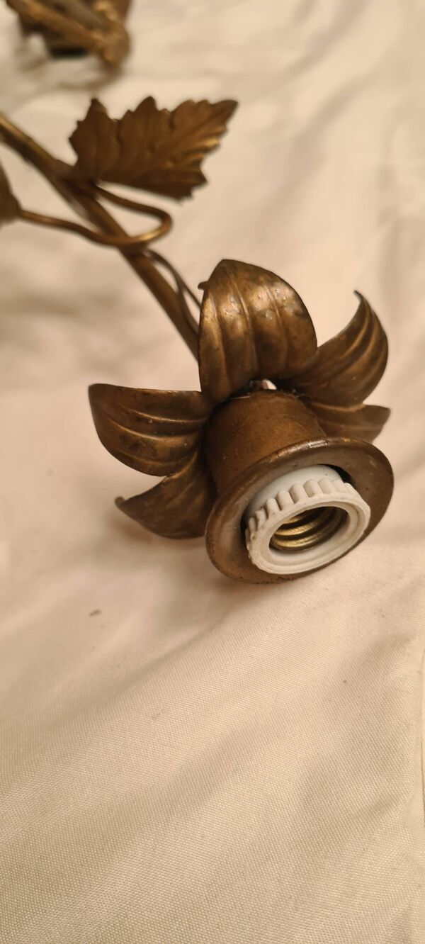 paire d applique murale laiton bronze 1900 a 30 rose porcelaine45x28