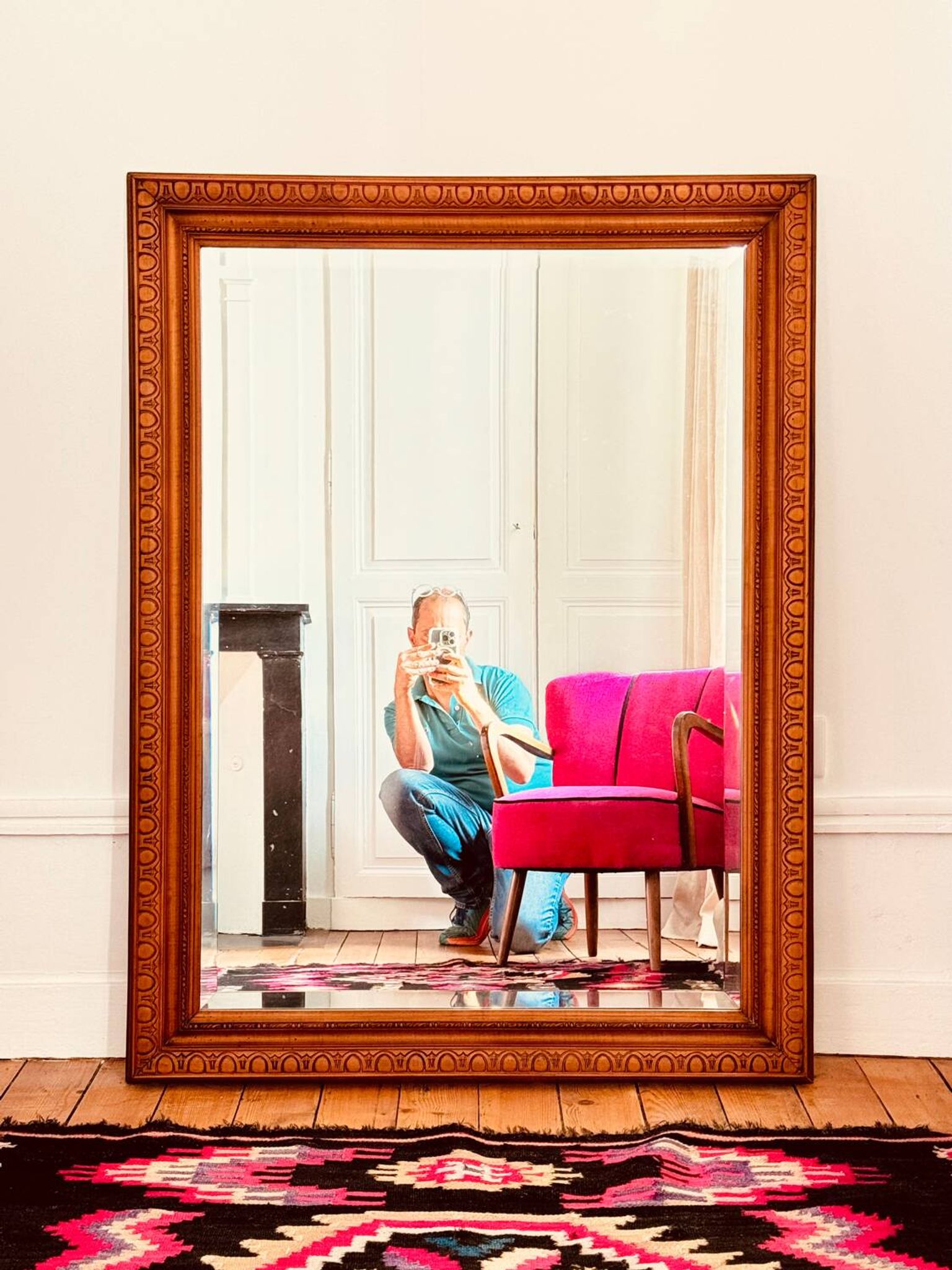 Antique mirror with bevelled glass