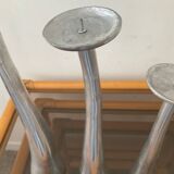 Trio of vintage cast aluminum candlesticks