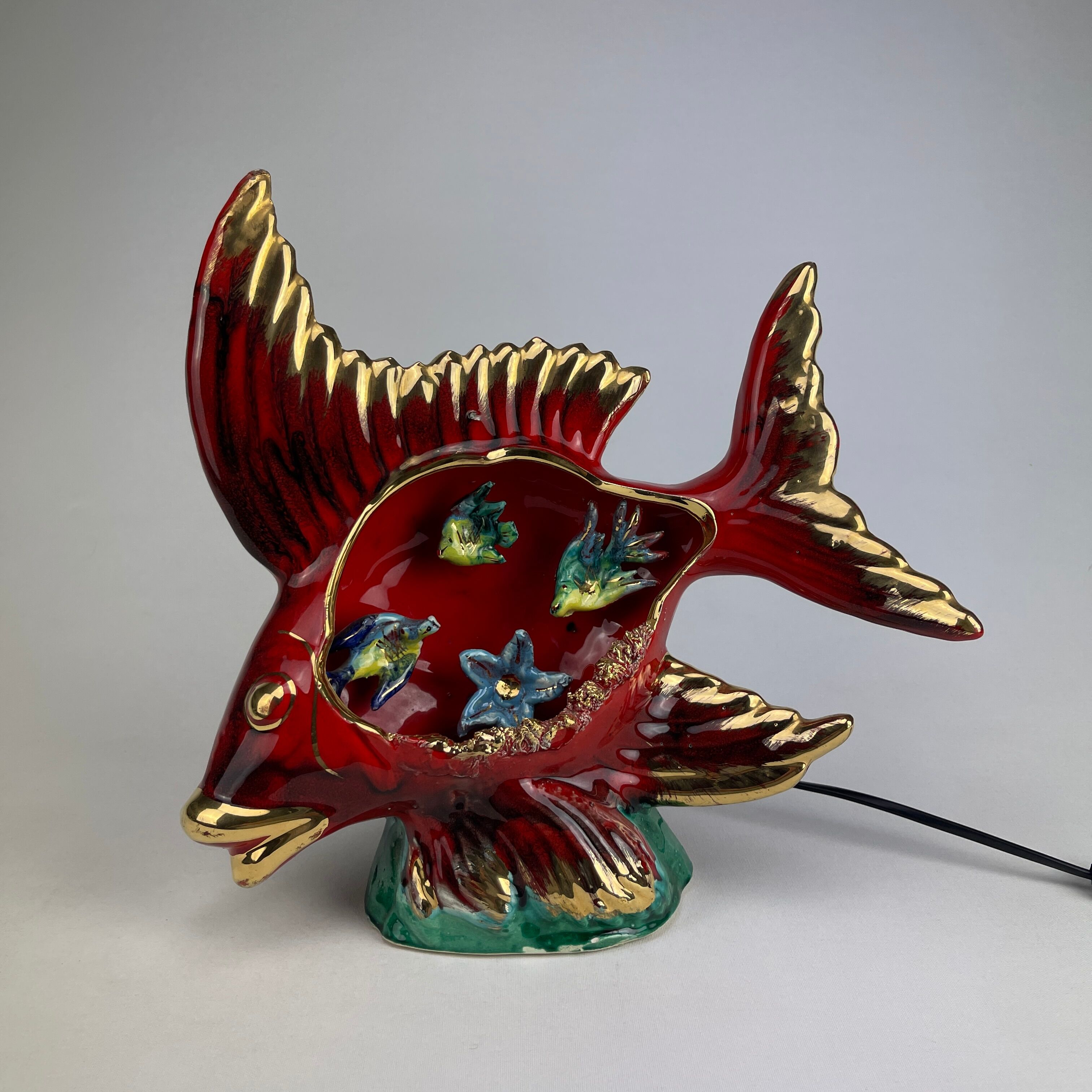 Lampe poisson barbotine Vallauris XXL