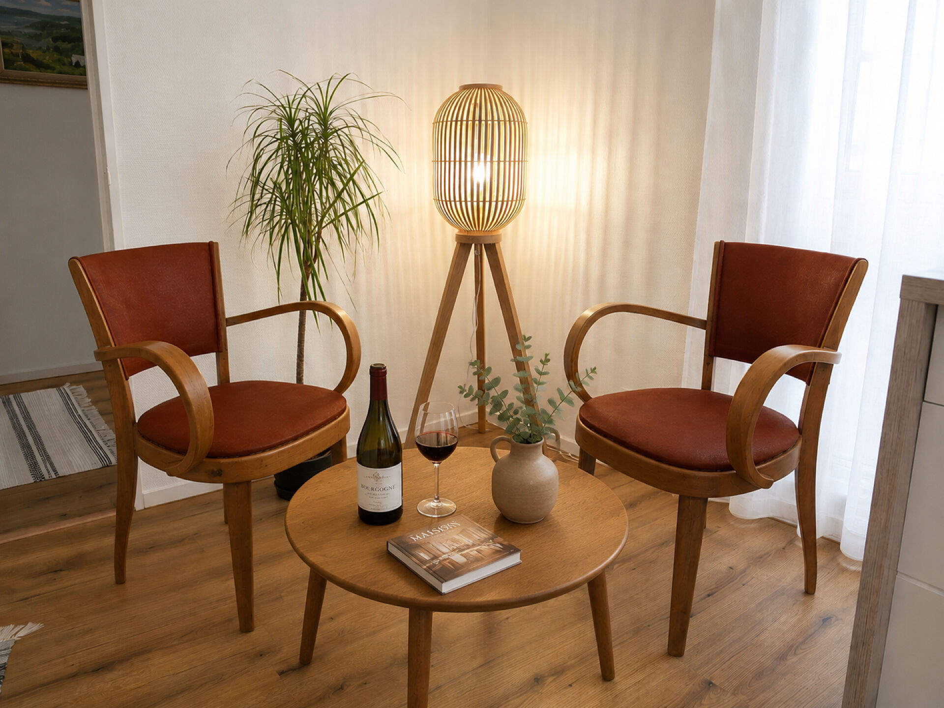 Pair of Fischel armchairs in bent wood