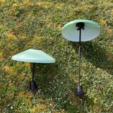 Pair of Art Deco opaline pendant lights from the 1940s