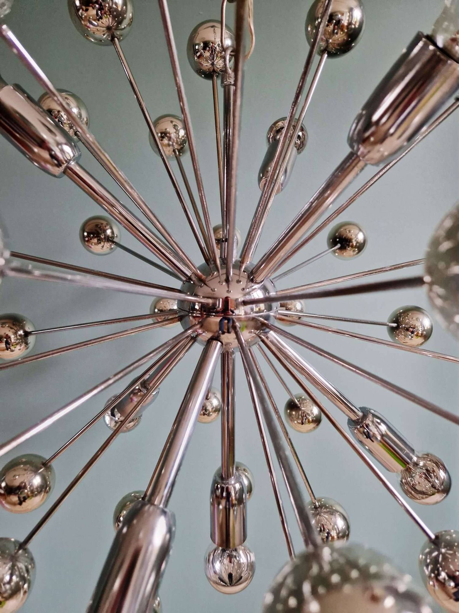 Lustre Sputnik en métal chromé, design Space Age, 1960