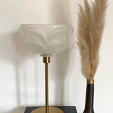 Table lamp with a translucent lampshade, art deco style, mounted on a gilded foot