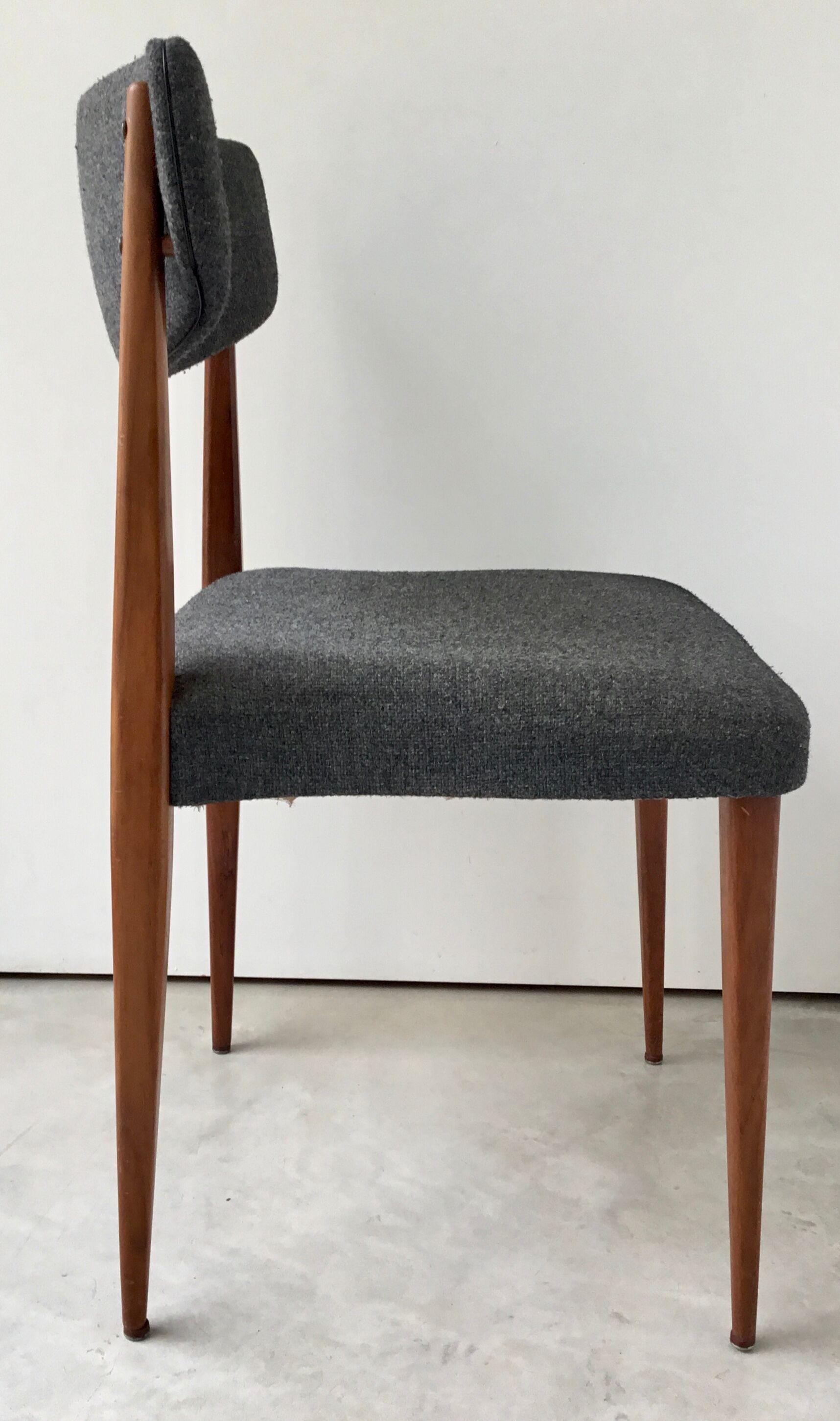 Scandinavian chair teak grey fabric 1960