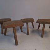 Set of 4 solid wood shepherd's stools